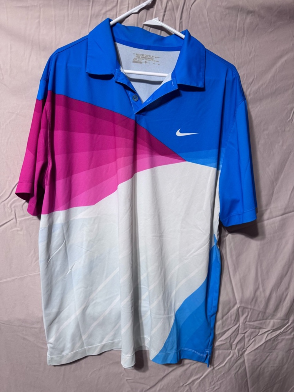 Nike Men’s Blue, Pink & White Colorblock Polo
